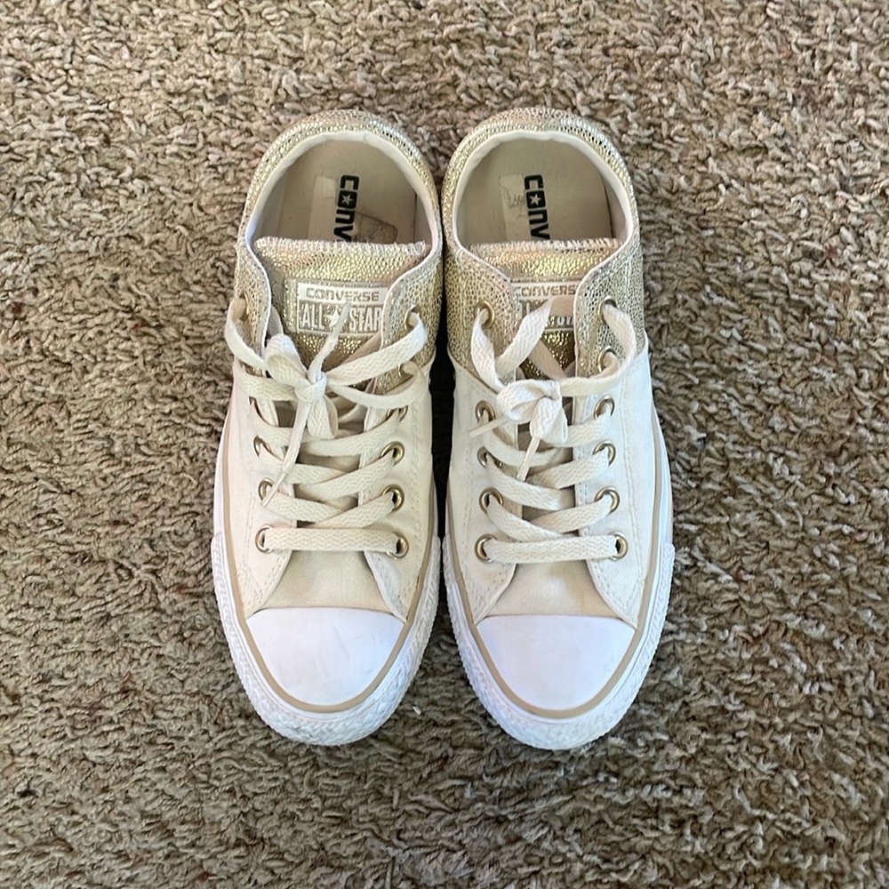 Cute Converse - Size 8.5 EUC                   Cream and Gold Canvas